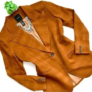 Smythe 90s Blazer in Burnt Sienna Camel Brown Linen Blend ASO Taylor Swift S